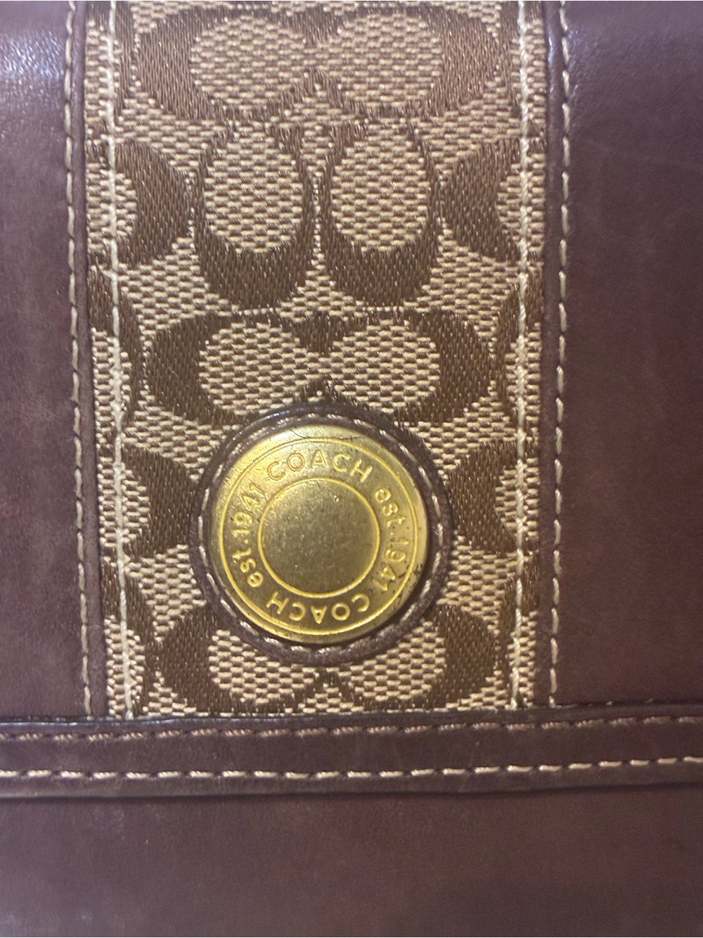 Vintage Coach Brown Signature Leather Trifold Wallet - Picture 2 of 8